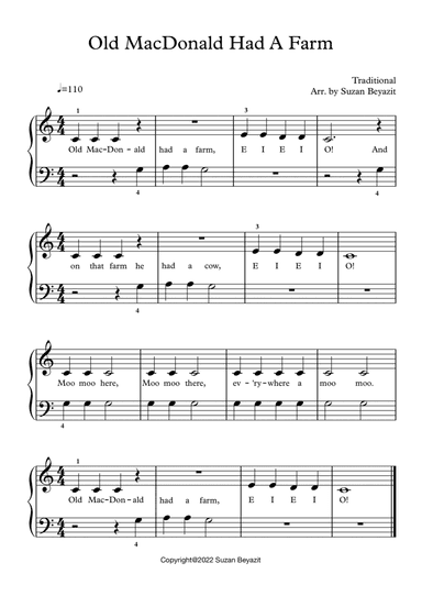 Old MacDonald Had a Farm (Easy Piano Level 1)