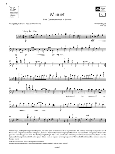 Minuet (Grade 4, A1, from the ABRSM Cello Syllabus from 2024)
