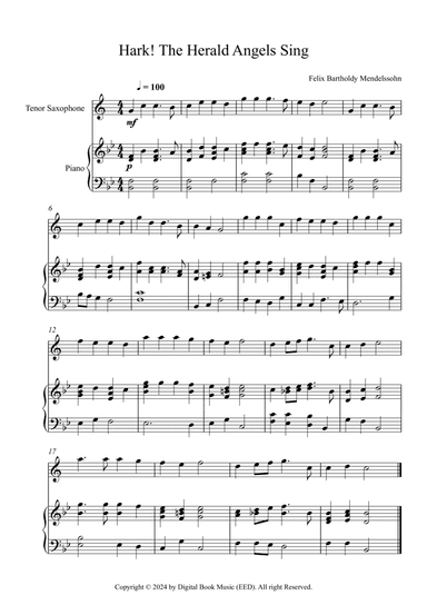 Hark! The Herald Angels Sing, Felix Bartholdy Mendelssohn (Tenor Sax + Piano)