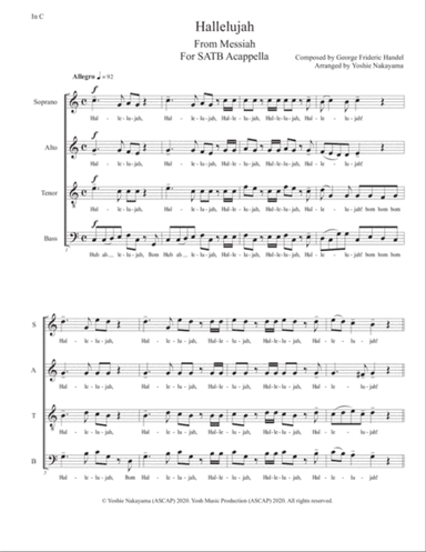 Hallelujah from Messiah in C - SATB Acappella
