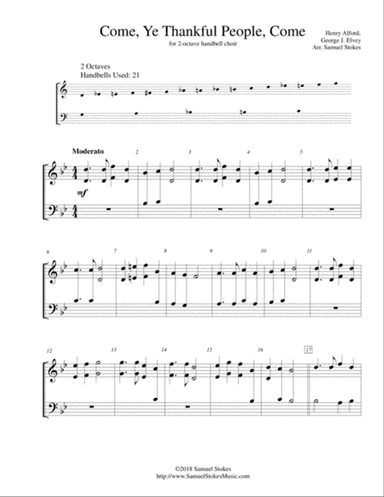 Come, Ye Thankful People, Come - for 2-octave handbell choir