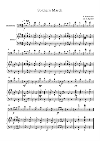 Soldier's March, Robert Schumann, For Trombone & Piano