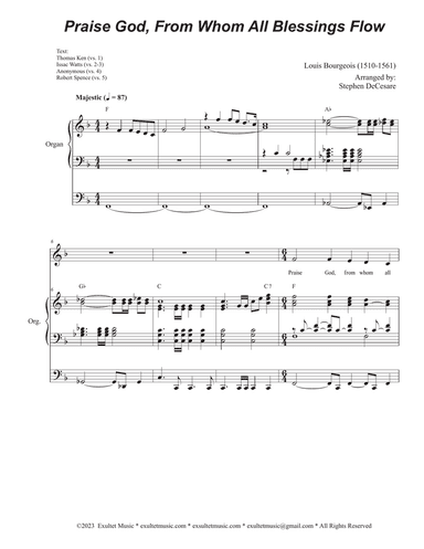 Praise God, From Whom All Blessings Flow (Unison choir - High Key)