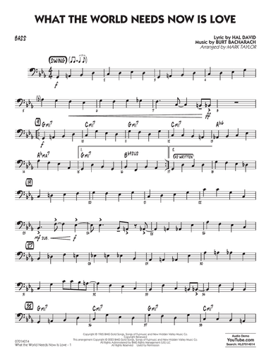 What The World Needs Now Is Love (arr. Mark Taylor) - Bass