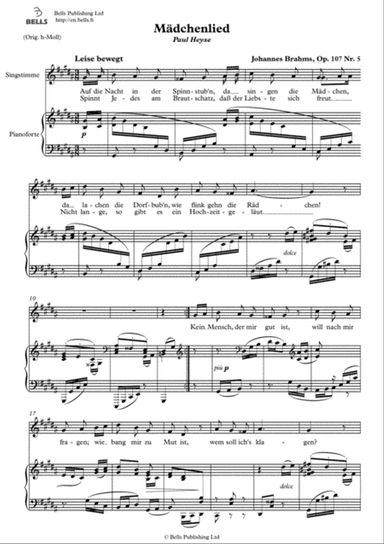 Madchenlied, Op. 107 No. 5 (G-sharp minor)