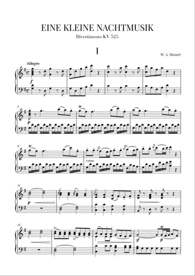 Eine Kleine Nachtmusik for Piano Solo