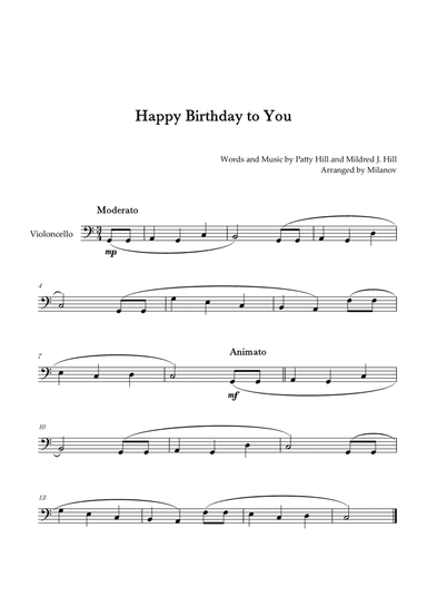Happy Birthday to You | Cello | C Major