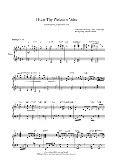 I Hear Thy Welcome Voice - Solo Piano