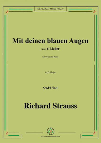 Richard Strauss-Mit deinen blauen Augen,in D Major