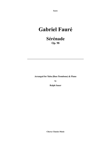 Sérénade, Op. 98 for Tuba or Bass Trombone & Piano
