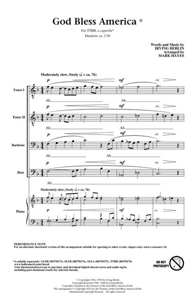 God Bless America (arr. Mark Hayes)