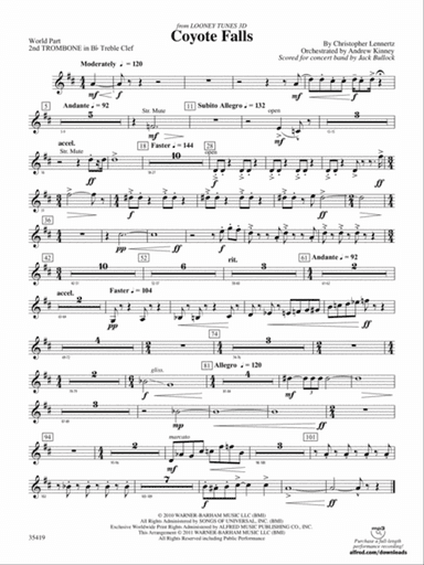 Coyote Falls (from Looney Tunes 3D): (wp) 2nd B-flat Trombone T.C.