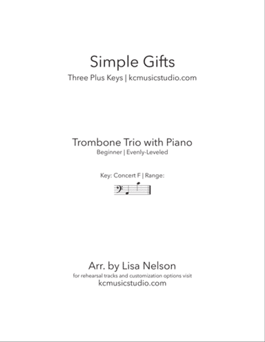Simple Gifts - Trombone Trio with Piano Accompaniment