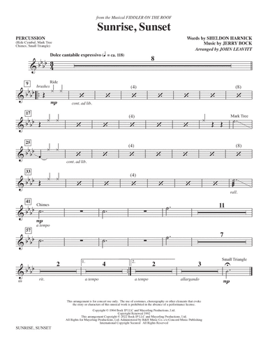 Sunrise, Sunset (from Fiddler On The Roof) (arr. John Leavitt) - Percussion