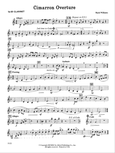 Cimarron Overture: 1st B-flat Clarinet