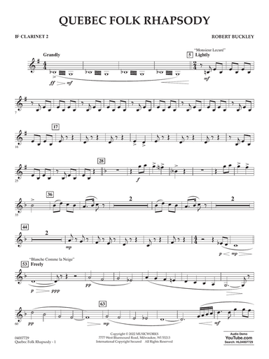 Quebec Folk Rhapsody - Bb Clarinet 2