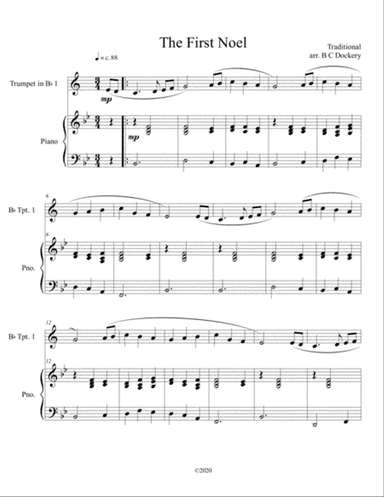 The First Noel (trumpet solo) with piano accompaniment