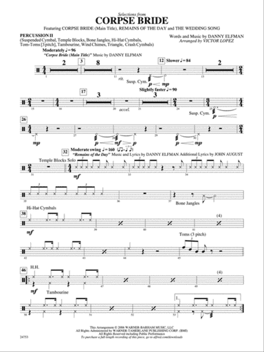 Corpse Bride, Selections from: 2nd Percussion