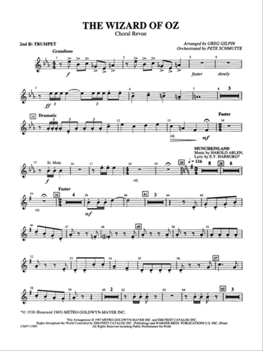 The Wizard of Oz -- Choral Revue: 2nd B-flat Trumpet
