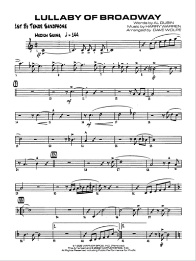 Lullaby of Broadway: B-flat Tenor Saxophone