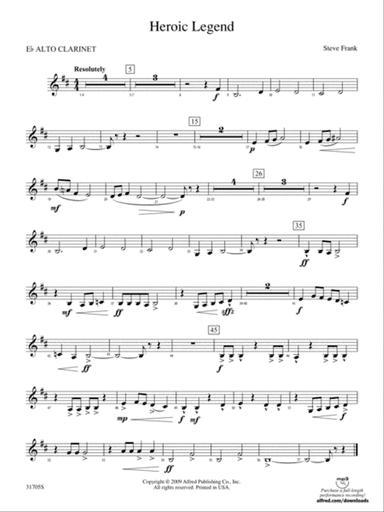 Heroic Legend: (wp) E-flat Alto Clarinet