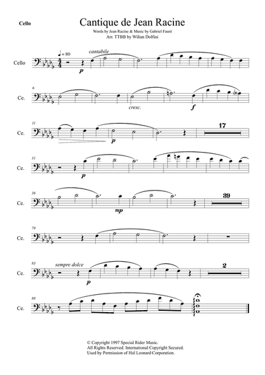 Cantique de Jean Racine - Cello Part