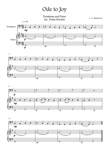 Ode the Joy ( Trombone - Piano - Beethoven Symphony No. 9 ) BEGINNER