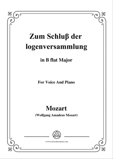 Mozart-Zum Schluβ der logenversammlung,in B flat Major,for Voice and Piano
