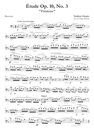 Etude Op. 10, No. 3 for Bassoon and Piano