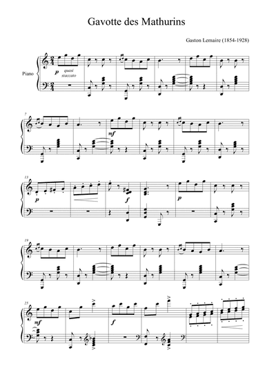 Gavotte des Mathurins - for piano solo