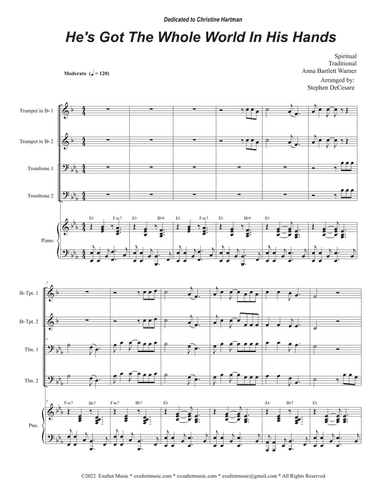 He's Got The Whole World In His Hands (Brass Quartet and Piano - Alternate Version)