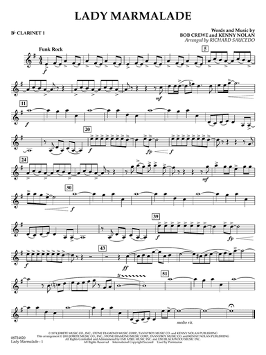 Lady Marmalade (from Moulin Rouge) (arr. Richard Saucedo) - Bb Clarinet 1