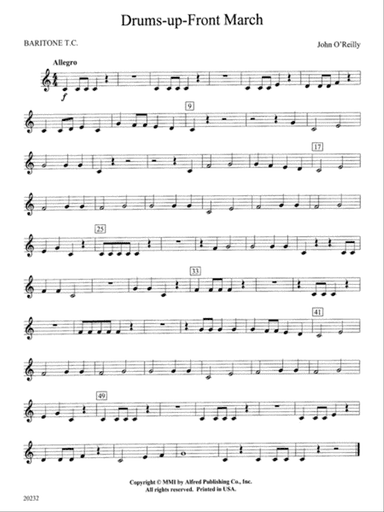 Drums-up-Front March: Baritone T.C.
