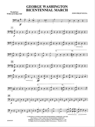 George Washington Bicentennial March: (wp) E-flat Tuba B.C.