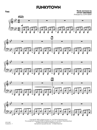Funkytown (arr. John Berry) - Piano