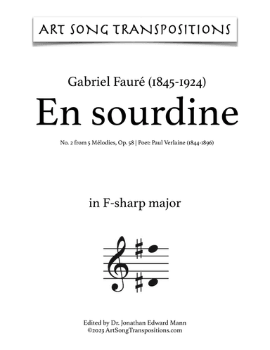FAURÉ: En Sourdine, Op. 58 no. 2 (transposed to F-sharp major)