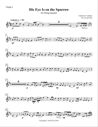 His Eye Is on the Sparrow for String Quartet