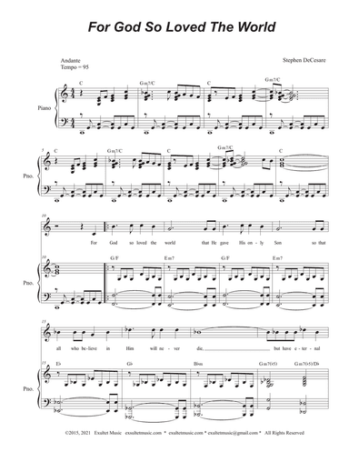 For God So Loved The World (Unison choir)