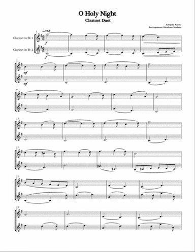 O Holy Night Clarinet Duet-Two Tonalities