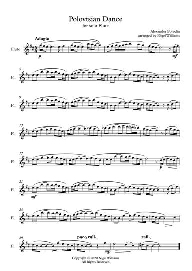 Polovtsian Dance, for Flute solo