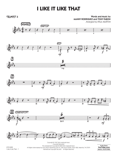 I Like It Like That (arr. Paul Murtha) - Trumpet 4