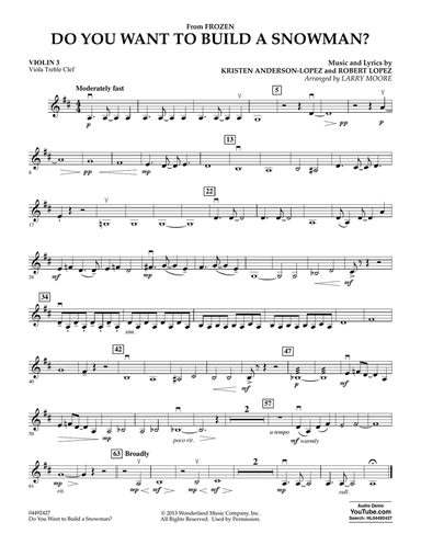 Do You Want To Build A Snowman (from Frozen) (arr. Larry Moore) - Violin 3 (Viola Treble Clef)