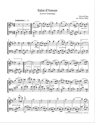 Salut d'Amour for violin & cello duet