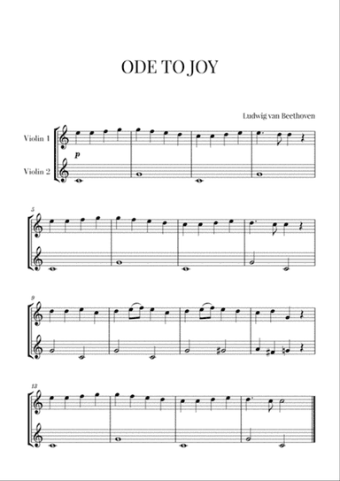 Beethoven - Ode to Joy (for 2 Violins)