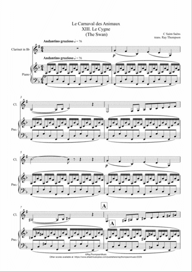 Saint-Saëns: Le Carnaval des Animaux XIII. Le Cygne (The Swan) - clarinet and piano