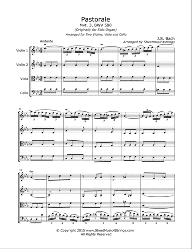 Bach, J.S. - Pastorale for String Quartet