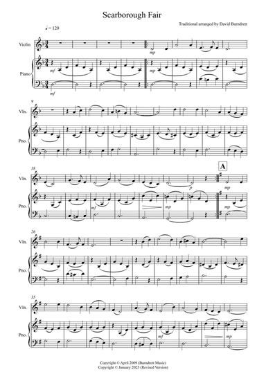 Scarborough Fair for Violin and Piano