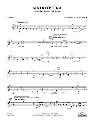 Matryoshka (Festival of Russian Folk Songs) - Violin 2