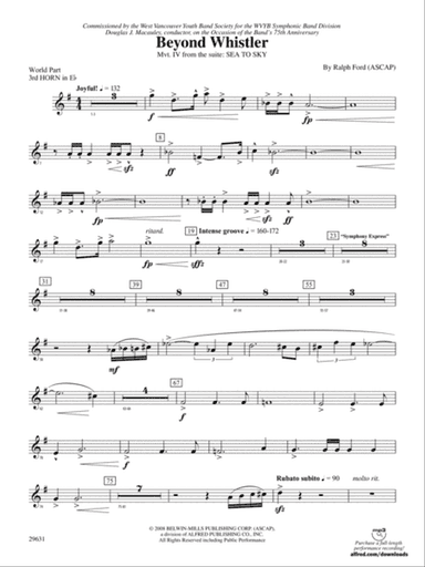 Beyond Whistler: (wp) 3rd Horn in E-flat