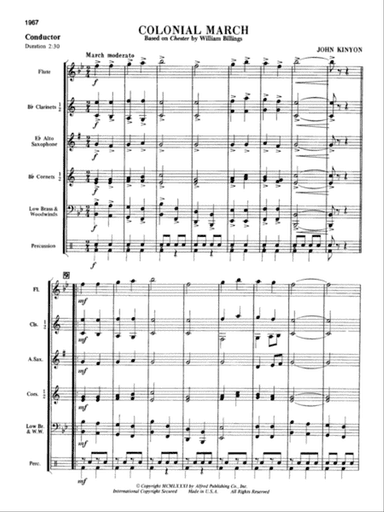 Colonial March (Based on Chester): Score